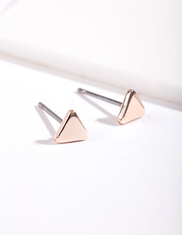 Rose Gold Mini Triangle Stud Earrings