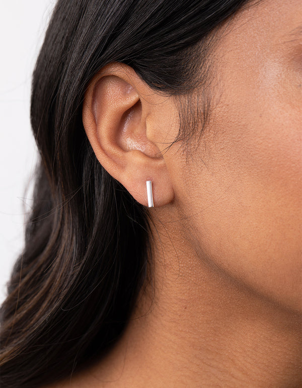 Two Way Silver Drop T Bar Stud Earrings | Always Chic | SilkFred UAE