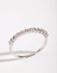 Sterling Silver Diamante Half Pave Ring - link has visual effect only