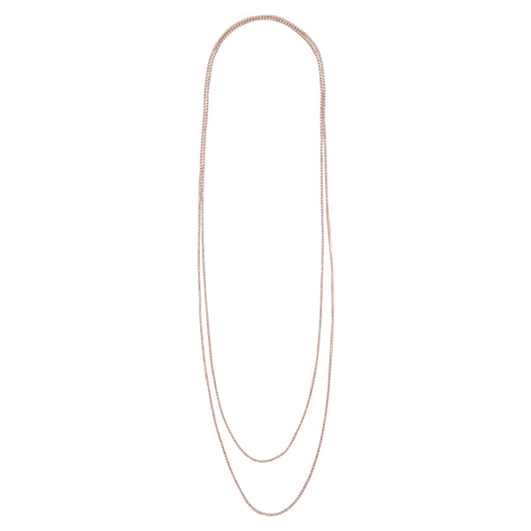 Rose Gold Diamante Cup Chain Multi-Row Long Necklace