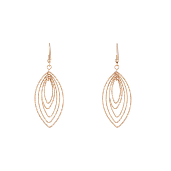 Gold Textured Shiny Layered Drop Earrings