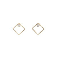 Fine Square Diamante Stud - link has visual effect only