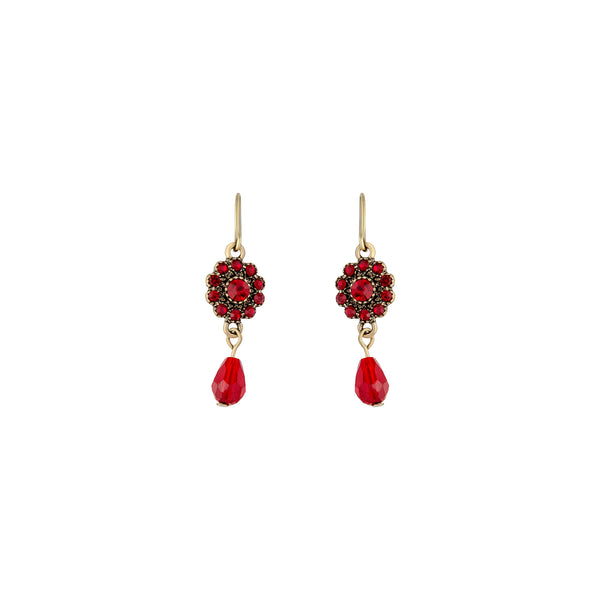 Red Crystal Flower Facet Earrings