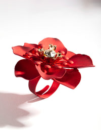 Coated Metal Art Deco 3D Flower Ring - link has visual effect only