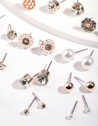Rose Gold Diamante Pearl Flower Earring 12-Pack - link has visual effect only