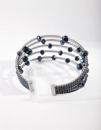 Midnight Blue Facet Bead Diamante Strand Cuff - link has visual effect only