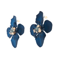 Navy Matte Coated Orchid Stud Earrings - link has visual effect only