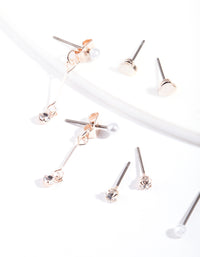 Rose Gold Delicate Stud Earring 5-Pack - link has visual effect only