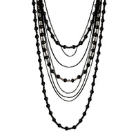 Black Bead Layered Necklace - link has visual effect only