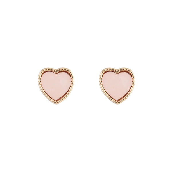 Pink Gold Acrylic Heart Stud Earrings