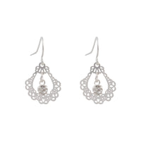 Ornate Silver Drop Earrings With Centre Diamante - link has visual effect only