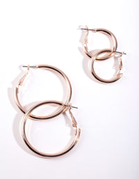 Rose Gold Polished Hoop Earring Pack - link has visual effect only