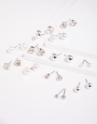 Silver Diamante Pearl Earring 12-Pack - link has visual effect only
