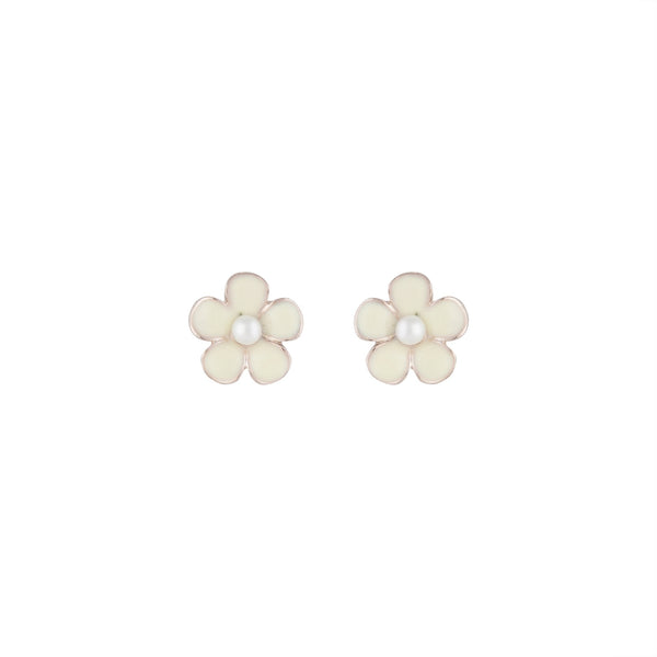 Flower Daisy White Stud Earrings