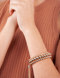 Gold Facet Bead Mesh Bracelet Set - link has visual effect only