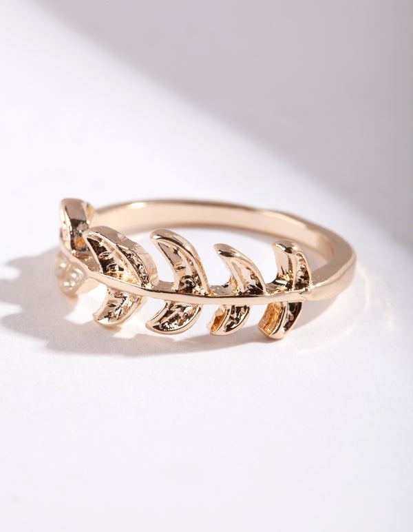 Gold Leaf Band Ring