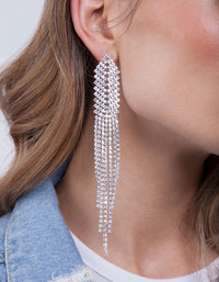 Silver Diamante Long Earrings - link has visual effect only