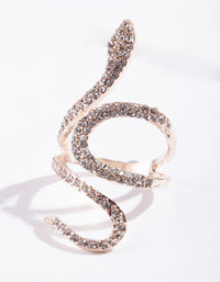Rose Gold Diamante Snake Swirl Ring - link has visual effect only