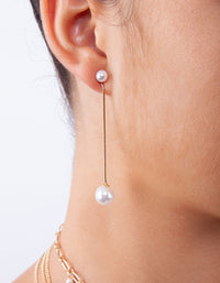 Gold Snake Pearl Chain Earrings - link has visual effect only