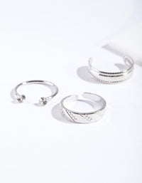 Rhodium Open Diamante Toe Ring Pack - link has visual effect only