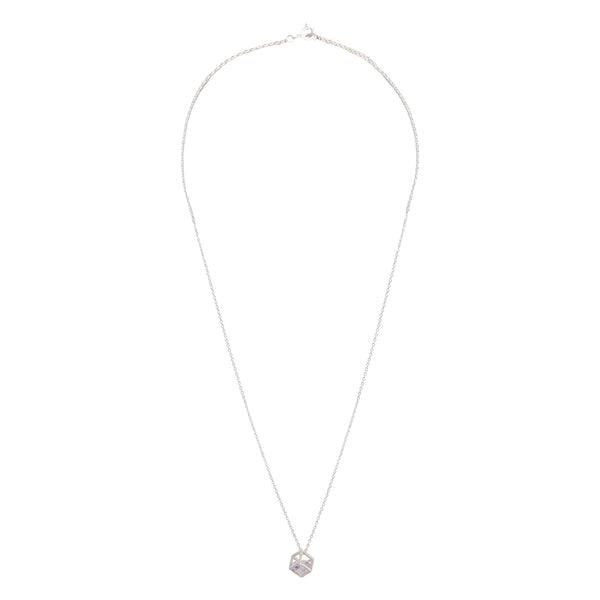 Sterling Silver Square Cubic Zirconia Necklace