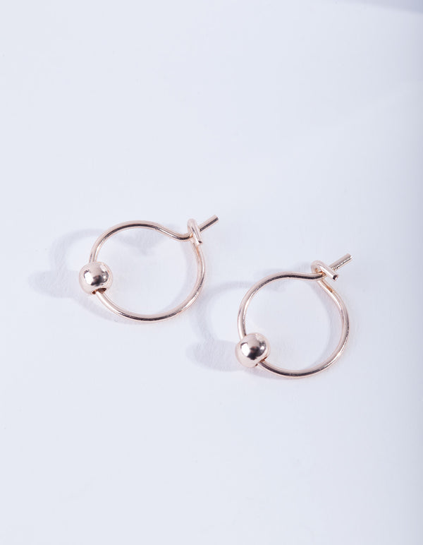 Rose Gold Mini Ball Hoop Earrings