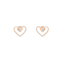 Rose Gold Diamante Cut-out Heart Earrings - link has visual effect only