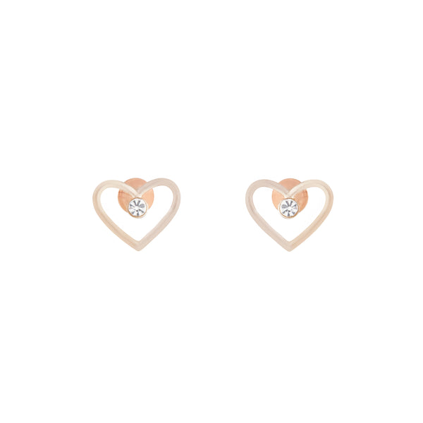 Rose Gold Diamante Cut-out Heart Earrings