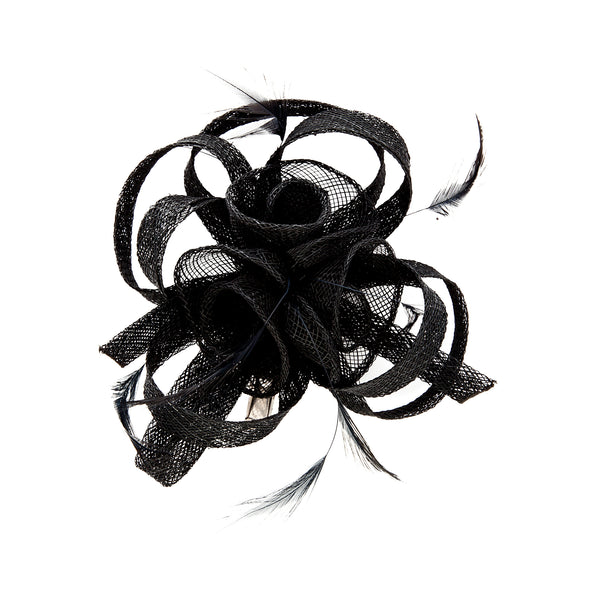 Black Swirl & Feather Clip
