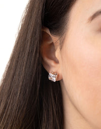 Rose Gold Graduated Princess Cut Diamante Stud Earring Pack - link has visual effect only