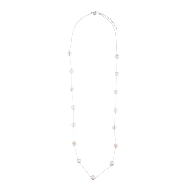 Mixed Silver Ball Station Necklace