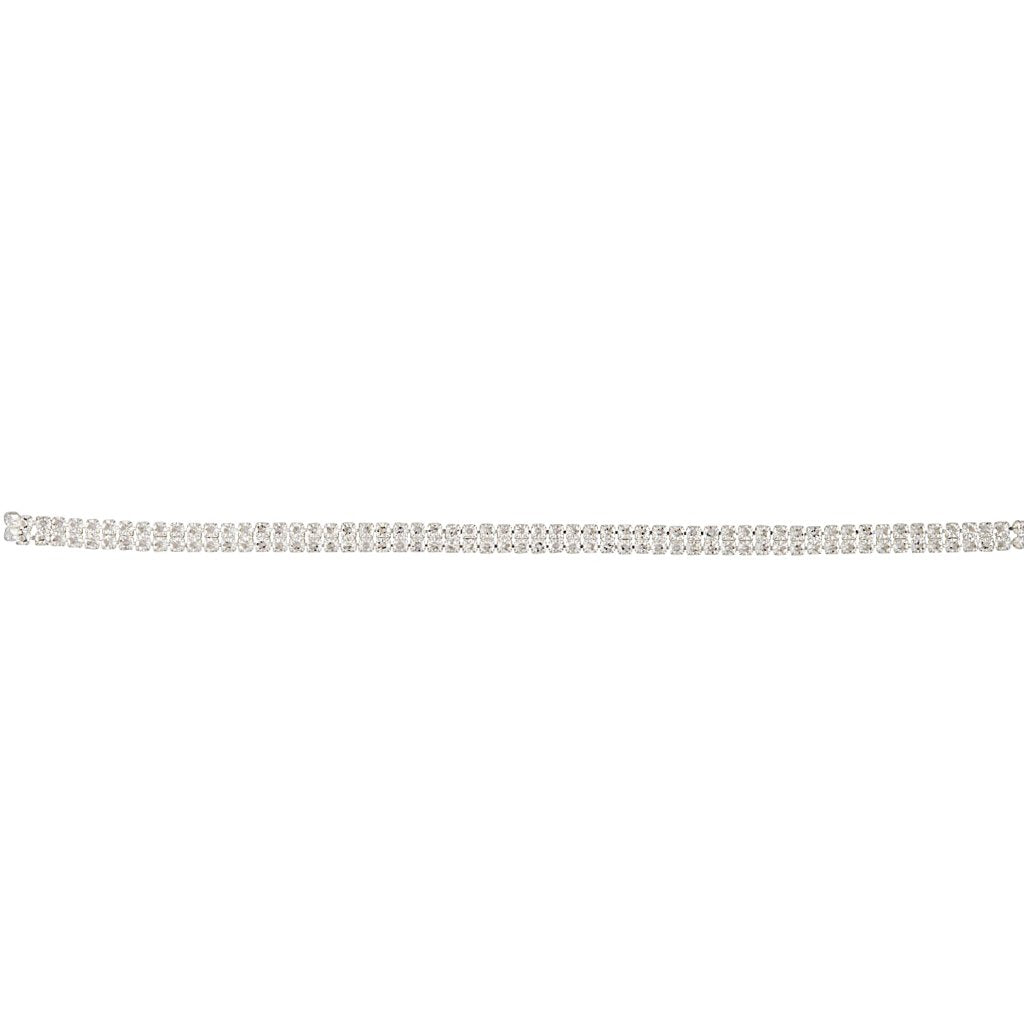 Silver Fine Double Strand Diamante Choker