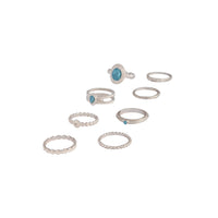 Silver Stackable Ring Turquoise 8-Pack - link has visual effect only