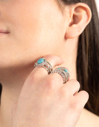 Silver Stackable Ring Turquoise 8-Pack - link has visual effect only