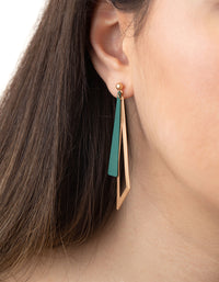 Rose Gold Geometric Stud With Matte Teal Feature - link has visual effect only