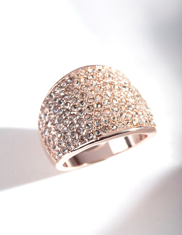 Rose Gold Pave Diamante Dome ring