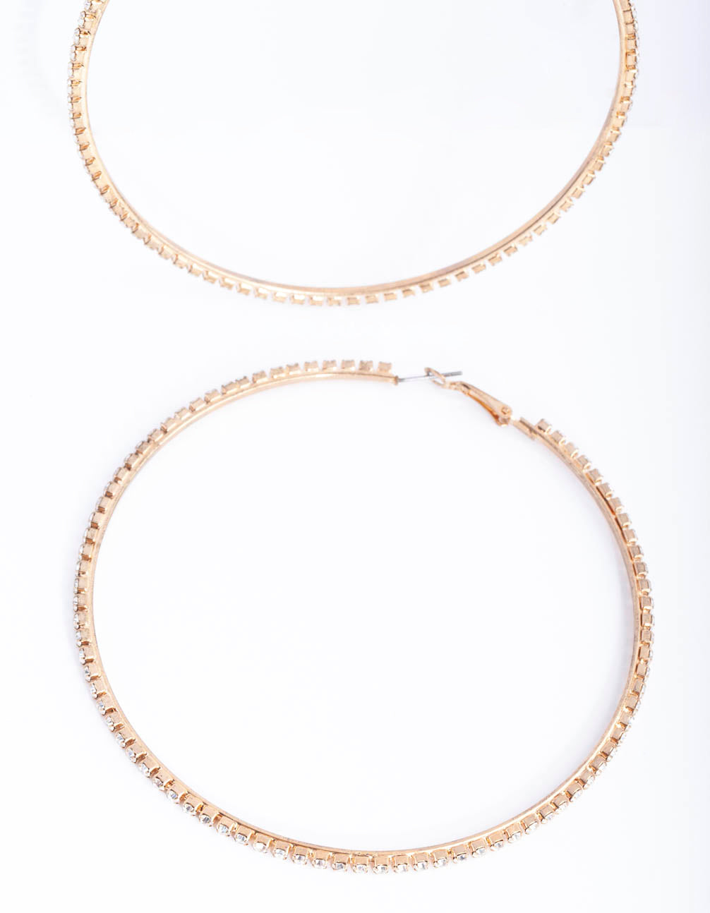 Gold Large Diamante Hoop Earrings