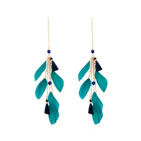 Blue Feather Tassel Thread Earrings - link has visual effect only