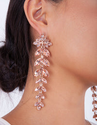 Rose Gold Pink Diamante Navette Earrings - link has visual effect only