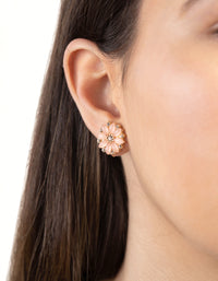 Pink Gold Floral Clip On Earring 5-Pack - link has visual effect only