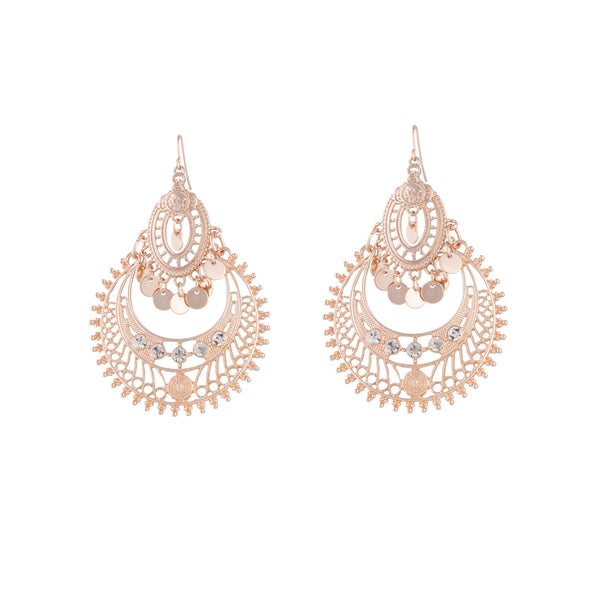 Rose Gold Diamante Bohemian Earrings