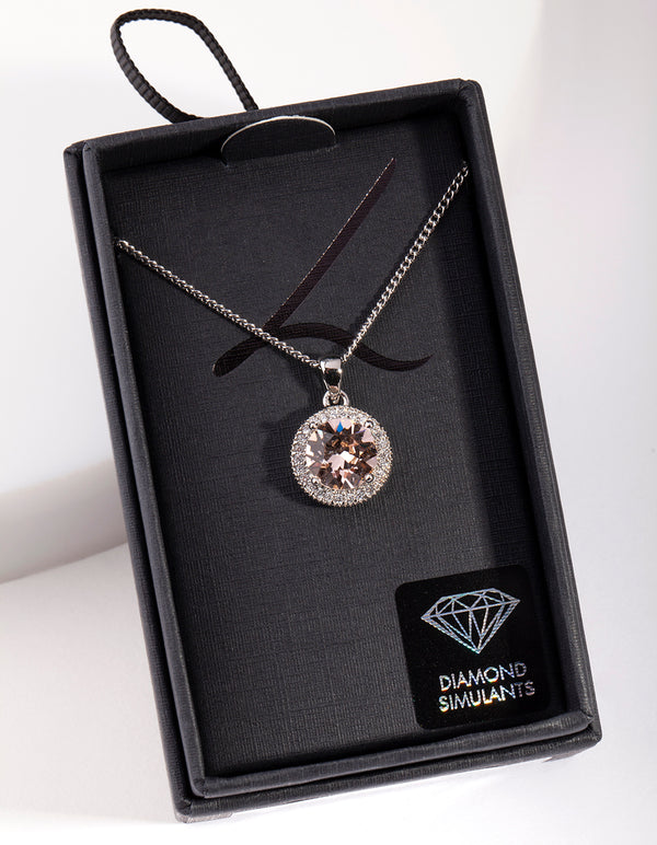 Diamond Simulant Peach Circle Necklace