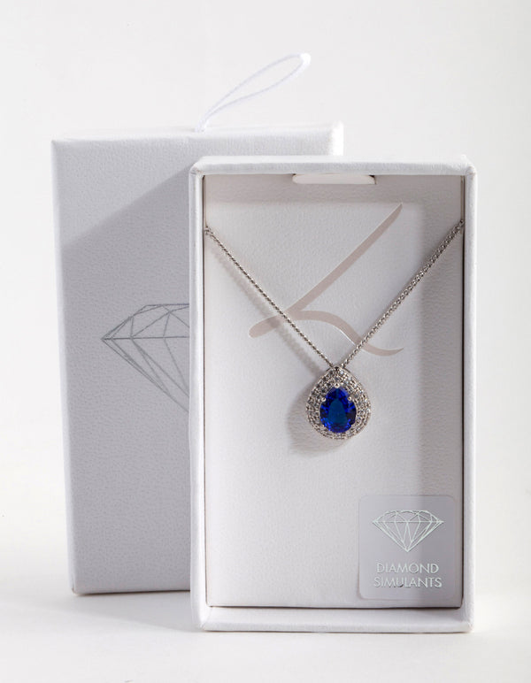 Sapphire Crystal Teardrop Pendant Necklace