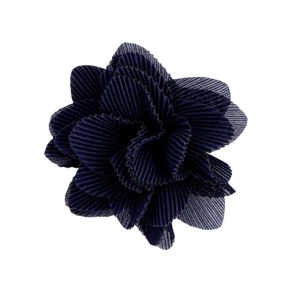 Navy Pleated Flower Corsage