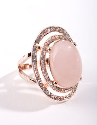 Rose Gold Pink Stone Diamante Ring - link has visual effect only