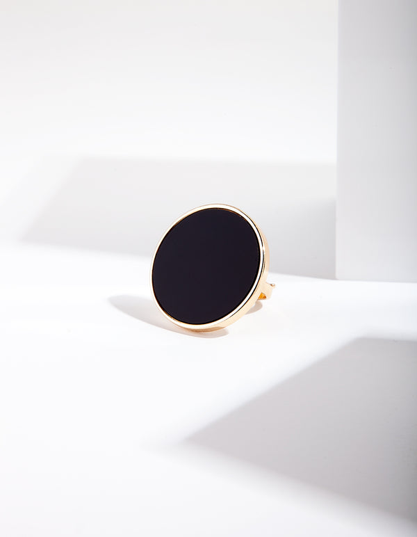 Black Circle Enamel Ring