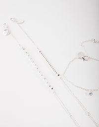 Silver Crystal Tassel Bracelet & Anklet Set - link has visual effect only