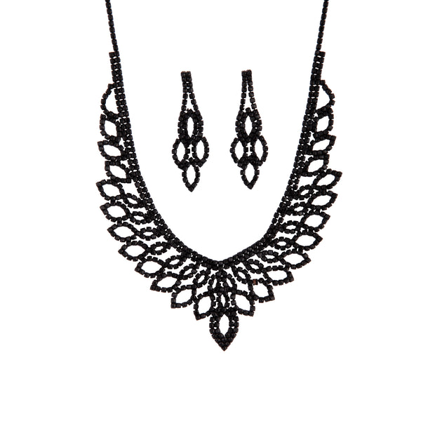 Black Decorative Cup Chain Earrings Necklace Set