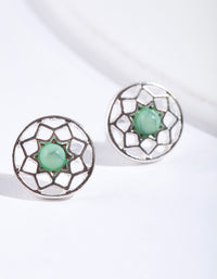 Silver Blue Dream Catcher Stud Earrings - link has visual effect only