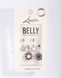 Silver Surgical Steel Belly Bar 4-Pack - link has visual effect only